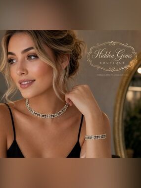Gold-Tone Floral Crystal Choker Necklace - Gold